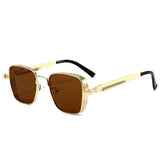 2026 Manufacturer's New European and American Fashion Square Frame Retro Steampunk Metal Sunglasses Anti-Uv Men's Sunglasses