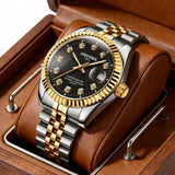 Fashion Couple Steel Band Watch Explosive Waterproof High-end Gold Watch Brand Men's Women's Student Calendar Room Gold Watch