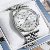 Fashion Couple Steel Band Watch Explosive Waterproof High-end Gold Watch Brand Men's Women's Student Calendar Room Gold Watch