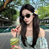 2026 New Style Cat-Eye Sunglasses for Women, Green Small Frame, Round Face Slimming, Sun Protection, Uv Protection, Trendy Sunglasses