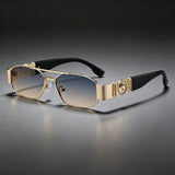 Daparo Cross-Border Style Metal Double-Bridge Sunglasses with European and American Trendy Head-Shaped Decorative Temple Pieces, Small Square Frame Men's Sunglasses