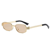 Trendy Old Money Style Square Narrow Frame Sunglasses for Women, High-End Metal Small Frame, Small Face Y2K Sunglasses, Uv Protection