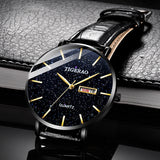 TikTok Watch Men's Waterproof Double Calendar Trend Starry Sky Non-mechanical Watch Quartz Watch Luminous New Wholesale Cross-Border