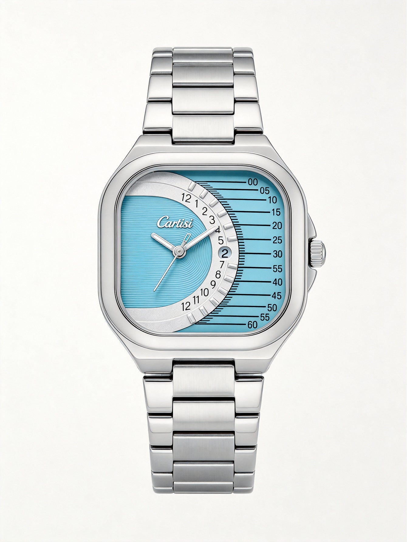 CARTISI Square Metal Strap Quartz Watch for Men, Fashionable Retro Trendy Wristwatch with Simple Design