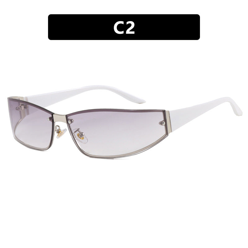 Y2K Frameless Rivet Sunglasses 2026 New Tech-Inspired Street Style Runway Sunglasses Fashionable European and American Shades