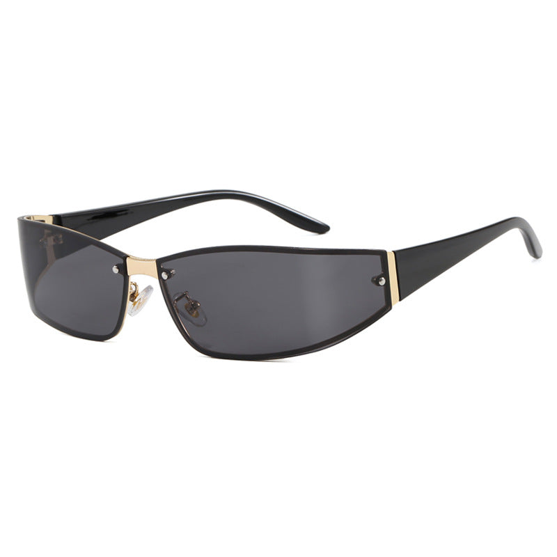 Y2K Frameless Rivet Sunglasses 2026 New Tech-Inspired Street Style Runway Sunglasses Fashionable European and American Shades