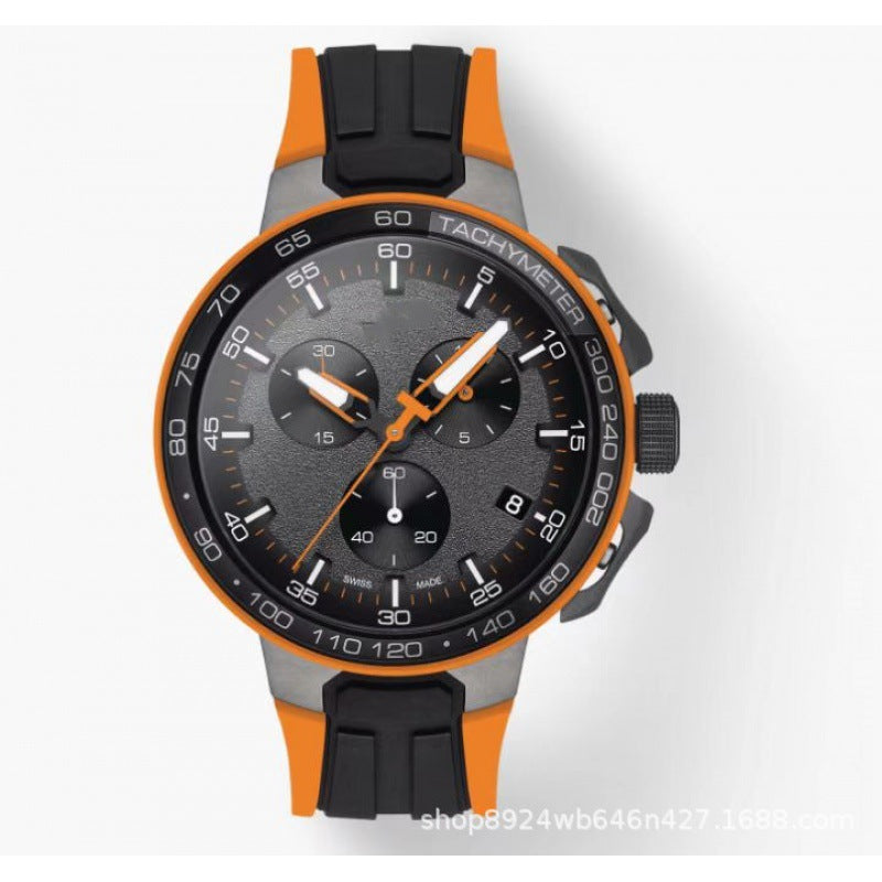 New AliExpress WIS foreign trade men's 6-hand silicone strap quartz watch TT chronograph from the source manufacturer