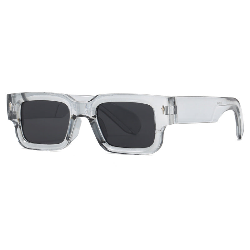 2026 European and American Thick-Framed Men's Sunglasses Trendy Square Frame Export Glasses with Personalized Rivet Decoration Cross-Border Sunglasses