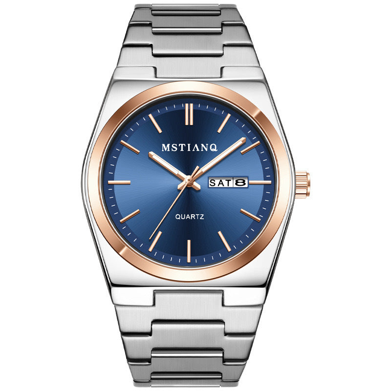 2025 Swiss Brand Export Waterproof Luminous Calendar Men's Watch Business Stainless Steel High-End Trendyy Student Watch