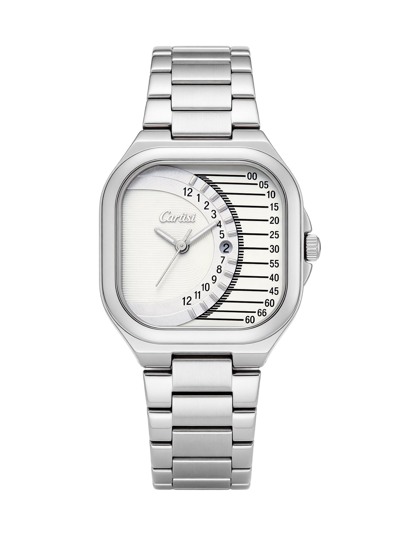 CARTISI Square Metal Strap Quartz Watch for Men, Fashionable Retro Trendy Wristwatch with Simple Design