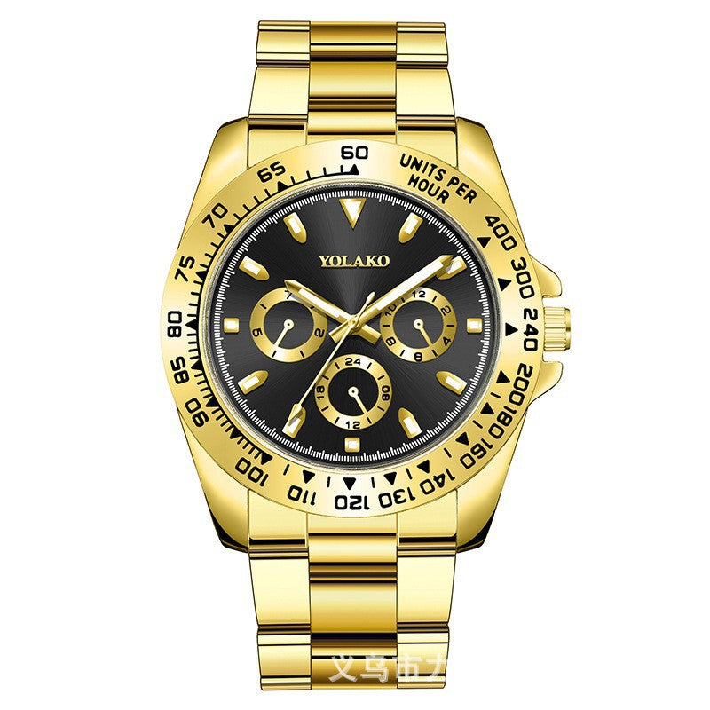 Cross-border explosions gold men's watches men's watches steel band business watches luminous quartz spot wholesale spot manufacturers