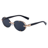 2025 New Oval Frameless Sunglasses European and American Retro Punk Sunglasses Stage Performance Fashion Street Beat Glasses