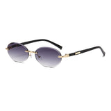 1584 New European and American Trendy Cut Edge Distinctive Oval Frame Sunglasses 2024 New Arrival Frameless Hot Girls Hip Hop Sunglasses