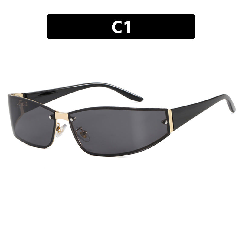 Y2K Frameless Rivet Sunglasses 2026 New Tech-Inspired Street Style Runway Sunglasses Fashionable European and American Shades