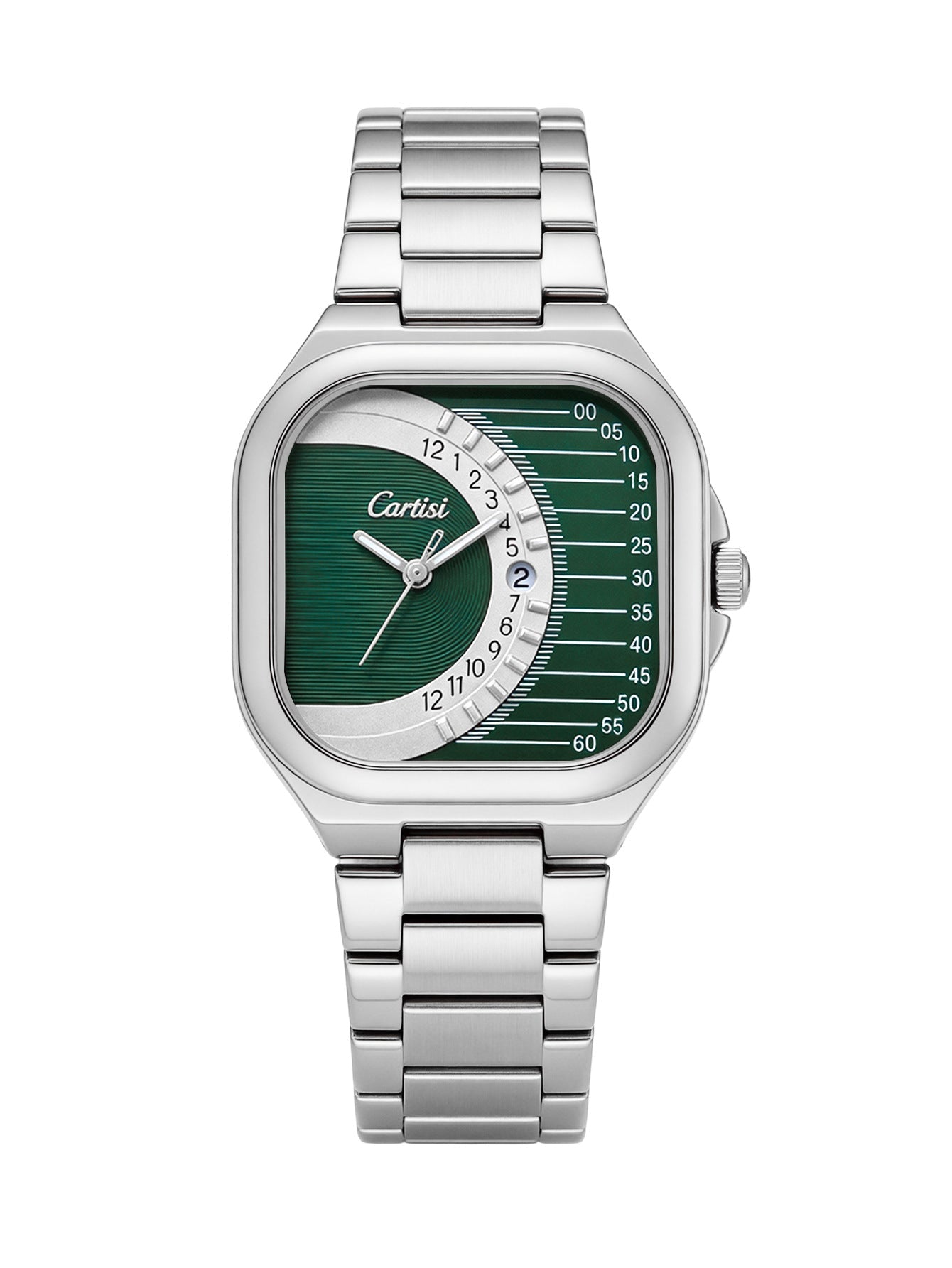 CARTISI Square Metal Strap Quartz Watch for Men, Fashionable Retro Trendy Wristwatch with Simple Design