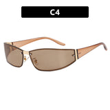 Y2K Frameless Rivet Sunglasses 2026 New Tech-Inspired Street Style Runway Sunglasses Fashionable European and American Shades