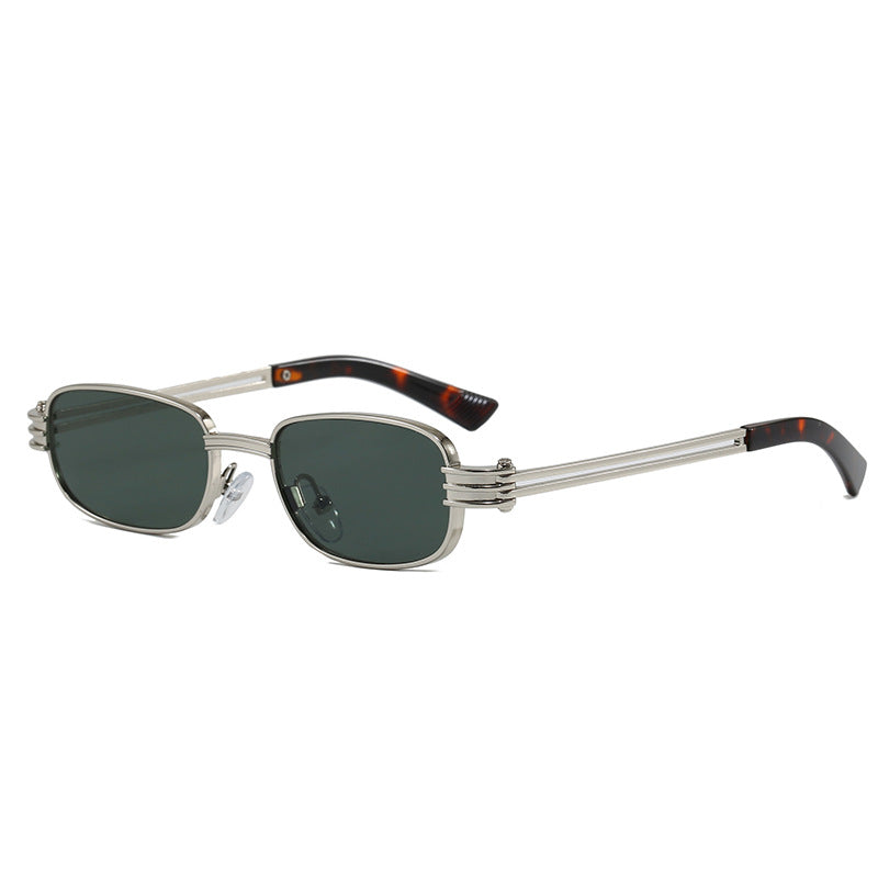 Trendy Old Money Style Square Narrow Frame Sunglasses for Women, High-End Metal Small Frame, Small Face Y2K Sunglasses, Uv Protection