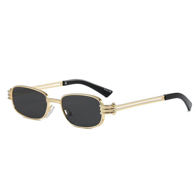 Trendy Old Money Style Square Narrow Frame Sunglasses for Women, High-End Metal Small Frame, Small Face Y2K Sunglasses, Uv Protection