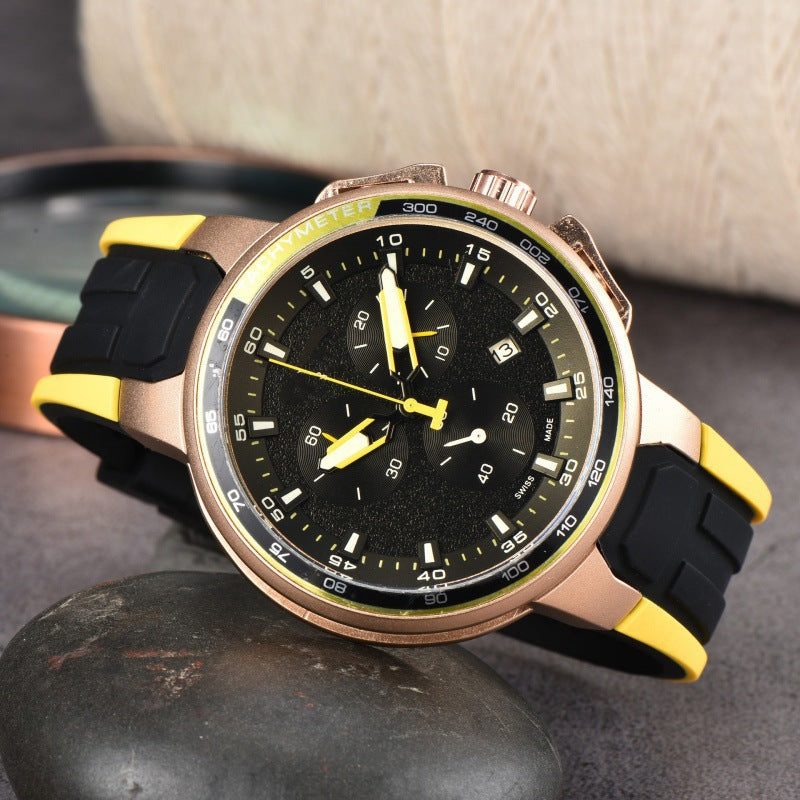 New AliExpress WIS foreign trade men's 6-hand silicone strap quartz watch TT chronograph from the source manufacturer