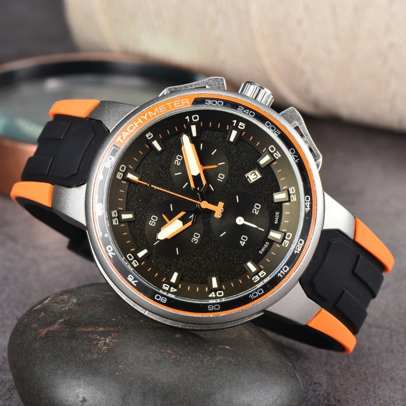 New AliExpress WIS foreign trade men's 6-hand silicone strap quartz watch TT chronograph from the source manufacturer