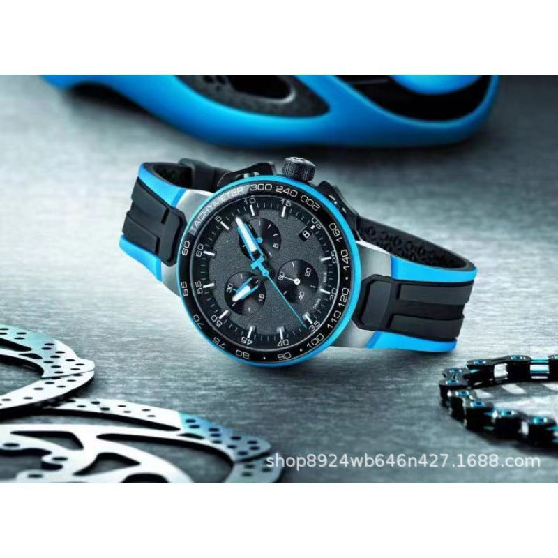 New AliExpress WIS foreign trade men's 6-hand silicone strap quartz watch TT chronograph from the source manufacturer