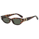 New Cross-Border French Retro Style Narrow-Frame Cat-Eye Sunglasses with Metal Letter Decoration and Rivet Details, Niche Design Sunglasses