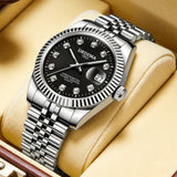 Fashion Couple Steel Band Watch Explosive Waterproof High-end Gold Watch Brand Men's Women's Student Calendar Room Gold Watch