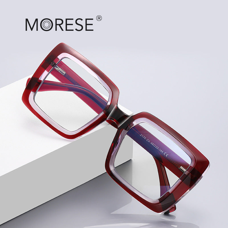 European and American anti-blue light large frame glasses frame 2170 square TR90 optical frame fashion street photography ladies glasses ins style