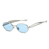 European and American New Oval Small Frame European and American Sunglasses for Men and Women, High-End Fashion Personalized Metal Trendy Sunglasses