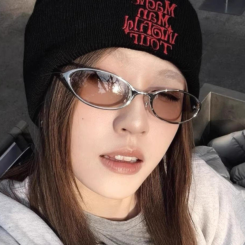 Wang Hedi's Same Style Oval Sunglasses 2026 New Model Cool and Stylish Sunglasses with Uv Protection and a High-End Feel
