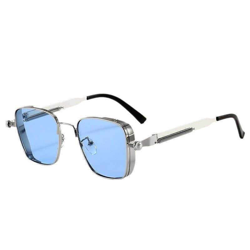 2026 Manufacturer's New European and American Fashion Square Frame Retro Steampunk Metal Sunglasses Anti-Uv Men's Sunglasses