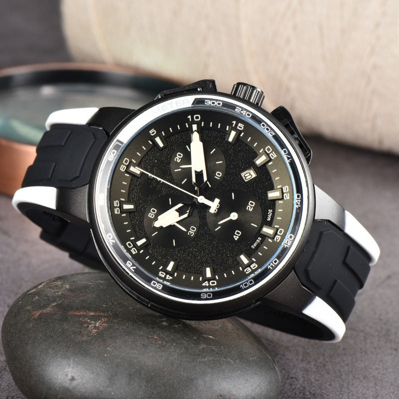 New AliExpress WIS foreign trade men's 6-hand silicone strap quartz watch TT chronograph from the source manufacturer
