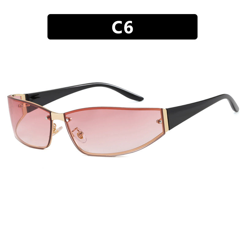 Y2K Frameless Rivet Sunglasses 2026 New Tech-Inspired Street Style Runway Sunglasses Fashionable European and American Shades