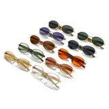 European and American New Oval Small Frame European and American Sunglasses for Men and Women, High-End Fashion Personalized Metal Trendy Sunglasses