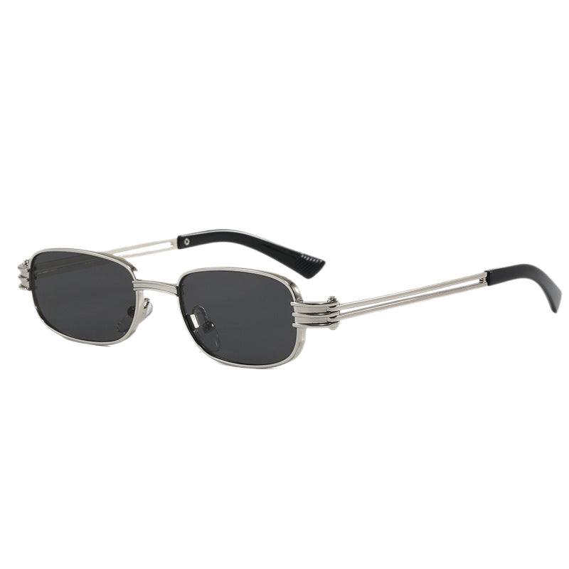 Trendy Old Money Style Square Narrow Frame Sunglasses for Women, High-End Metal Small Frame, Small Face Y2K Sunglasses, Uv Protection