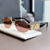 Daparo Cross-Border Style Metal Double-Bridge Sunglasses with European and American Trendy Head-Shaped Decorative Temple Pieces, Small Square Frame Men's Sunglasses