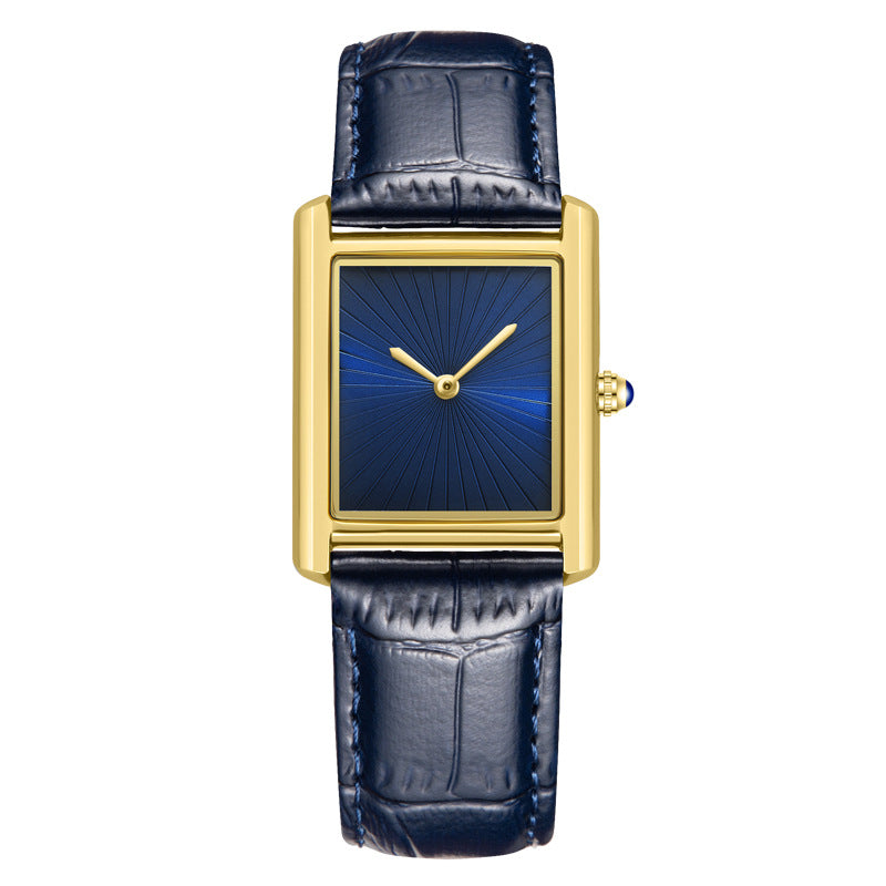Foreign Trade New Product Men's Casual Watch Classic Simple Square Two-Pin Quartz Watch Belt Waterproof Men's Watch Wholesale