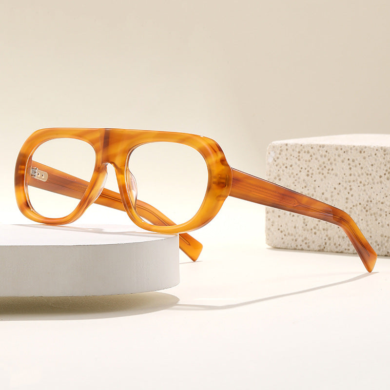 Ysat3016 New Business Acetate Plain Mirror European and American Simple Oval Frame Glasses Cross-Border Versatile Decoration