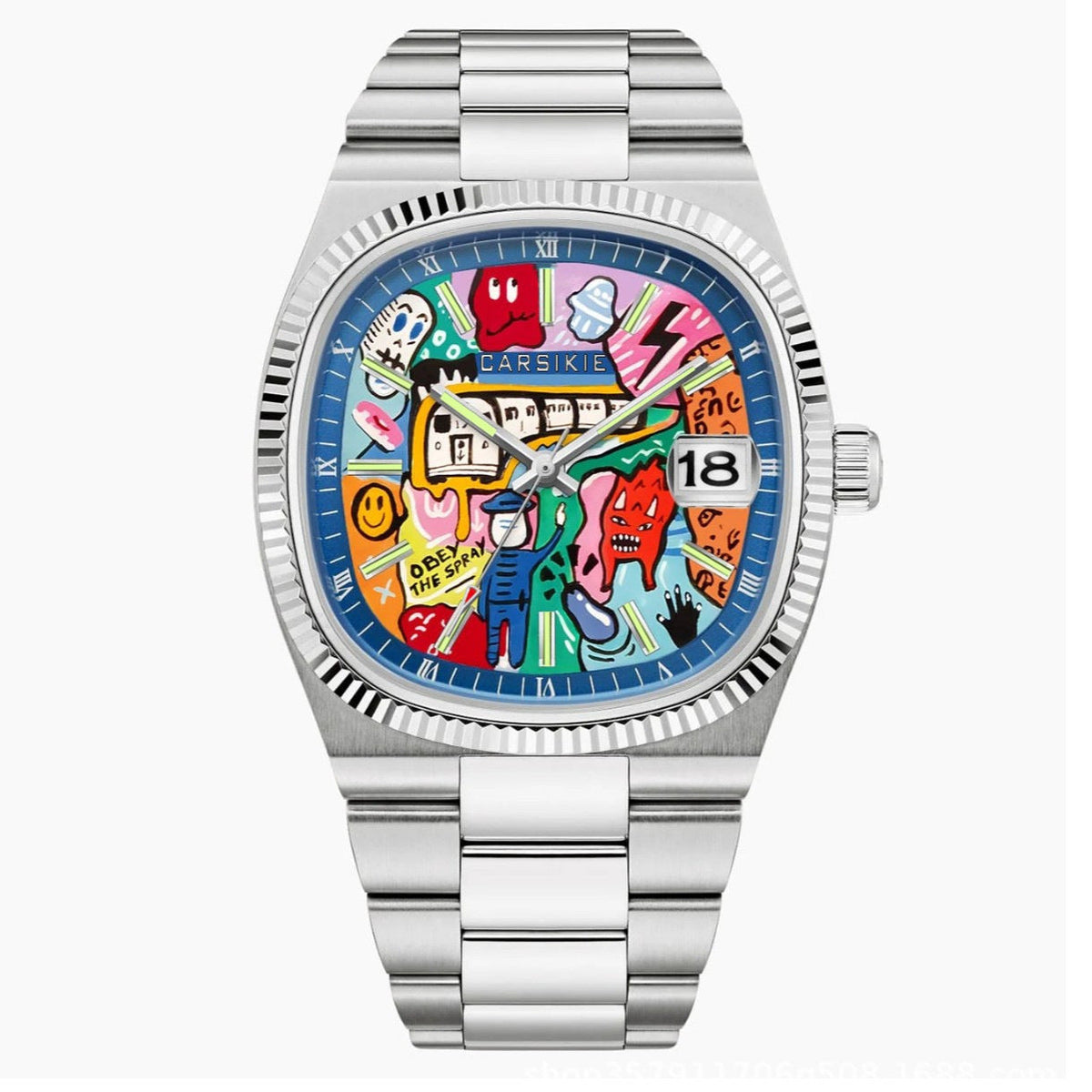 Carsikie Men's Watch New Square Large Dial Cartoon Comic Watch Sports Waterproof Cross-Border Quartz Watch