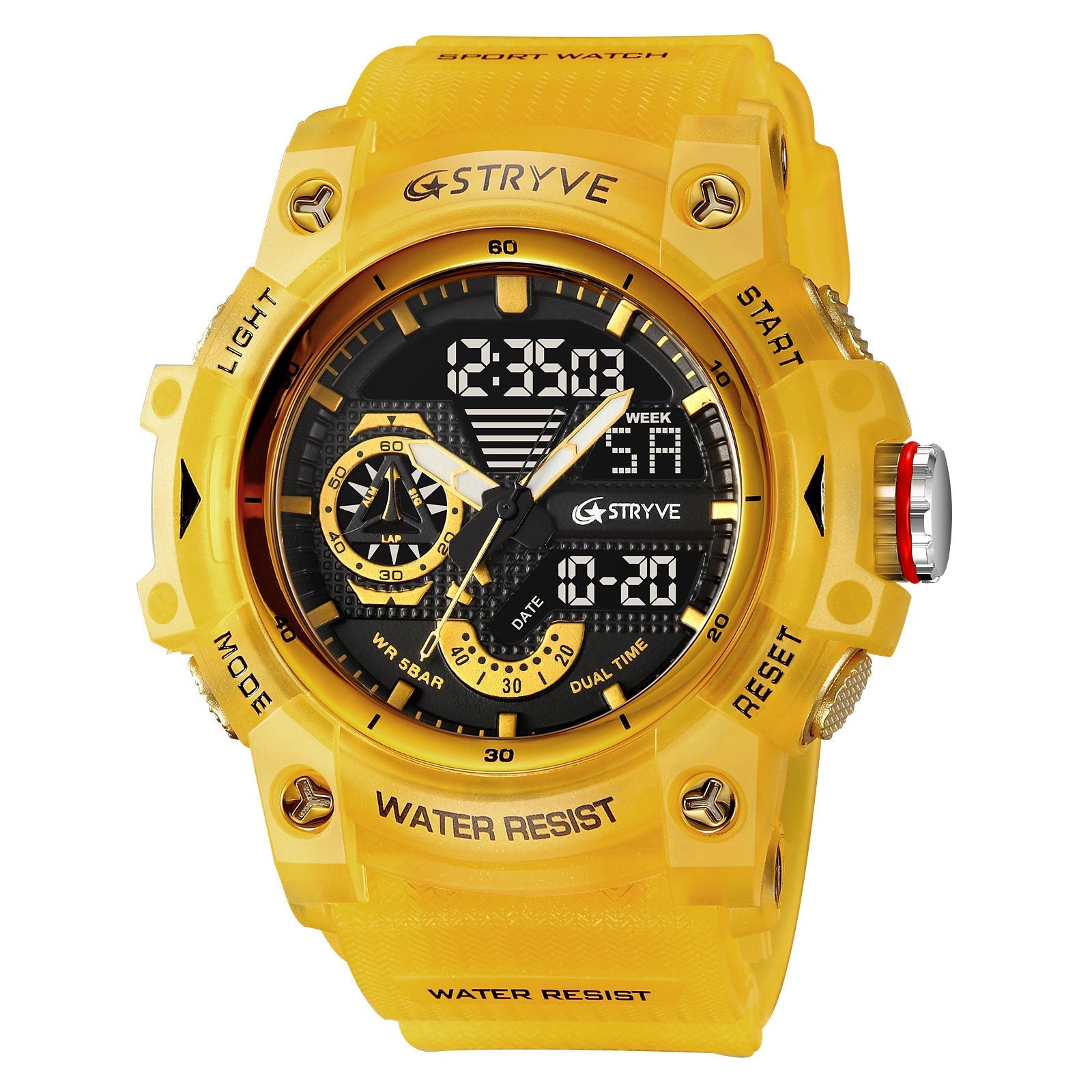 Stryve Men's Fashion Elements Waterproof Sports Watch Dual Display Luminous Electronic Multifunctional Student Watch S8029