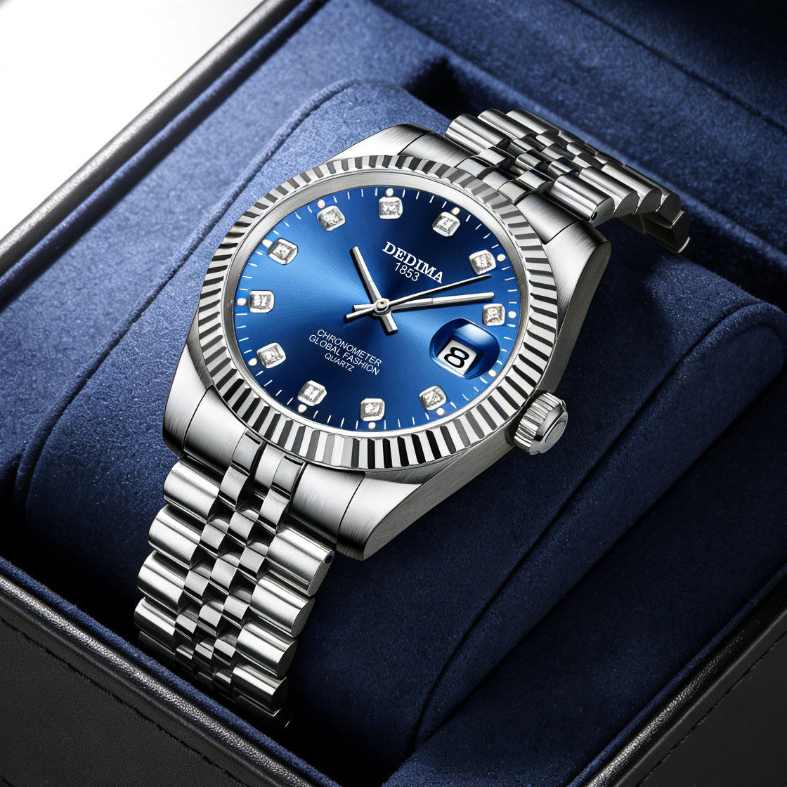 Fashion Couple Steel Band Watch Explosive Waterproof High-end Gold Watch Brand Men's Women's Student Calendar Room Gold Watch