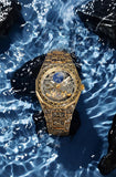 Forsining Men’s Automatic Mechanical Watch – Vintage Hollow Skeleton Dial with Transparent Case & Engraved Design