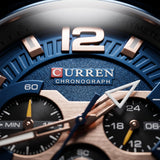 Men’s Waterproof Watch – Curren 8329 Multi-Function Quartz Watch with Calendar, Large Dial & Six-Pin Design