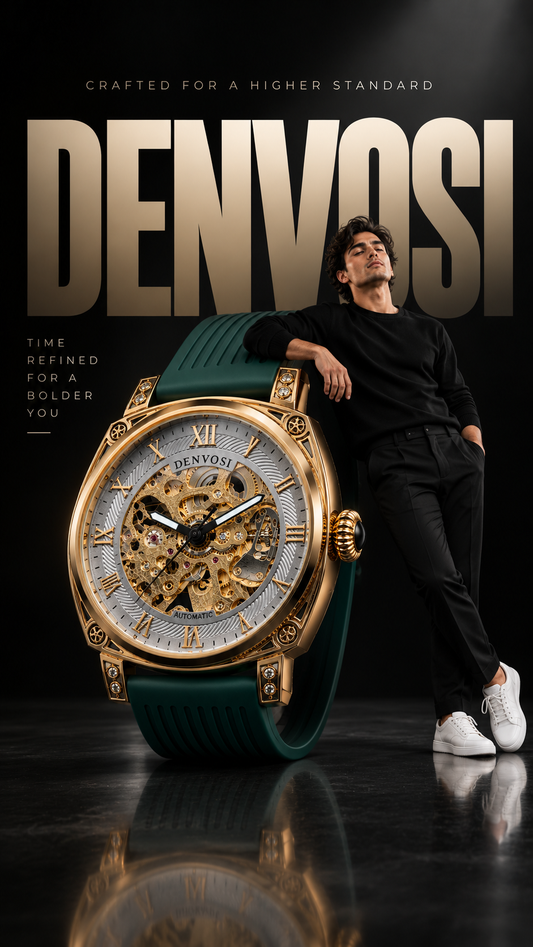 Men's Retro Square Hollow Automatic Mechanical Watch
