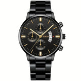 Fashion Men's Casual Quartz Watch – Calendar Feature, Stainless Steel