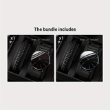 2-Piece Black Round Quartz Unisex Watch Set – PU Leather Strap & Bracelet