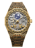 Forsining Men’s Automatic Mechanical Watch – Vintage Hollow Skeleton Dial with Transparent Case & Engraved Design