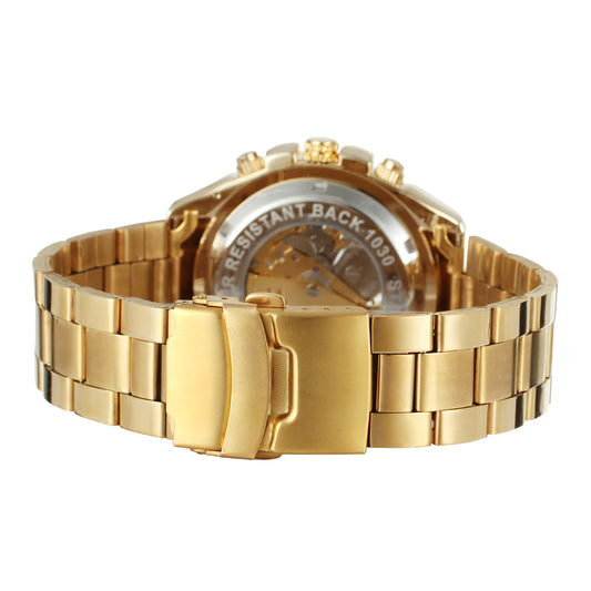 Men’s Automatic Mechanical Watch – Hollow Skeleton Dial with Stainless Steel Band & Waterproof Design