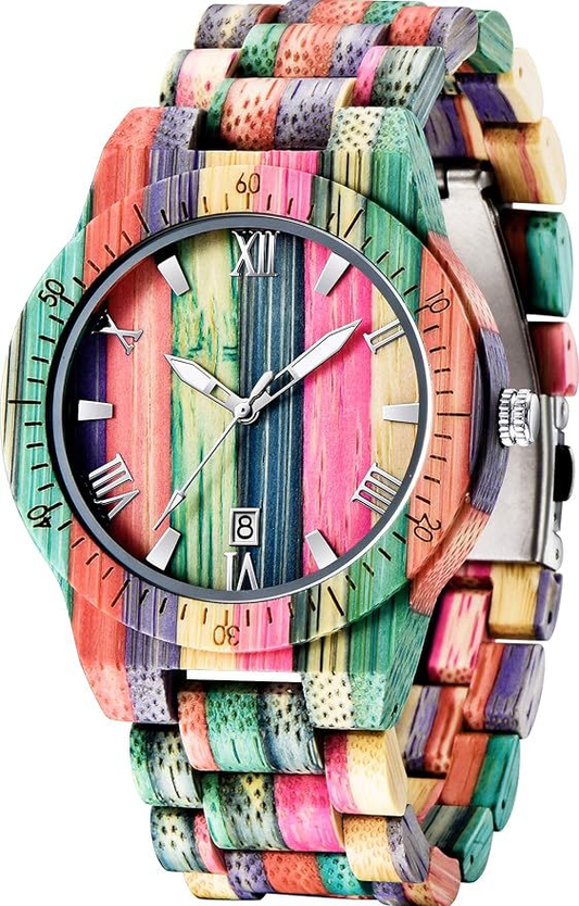 Handcrafted Bamboo Quartz Wristwatch for Men